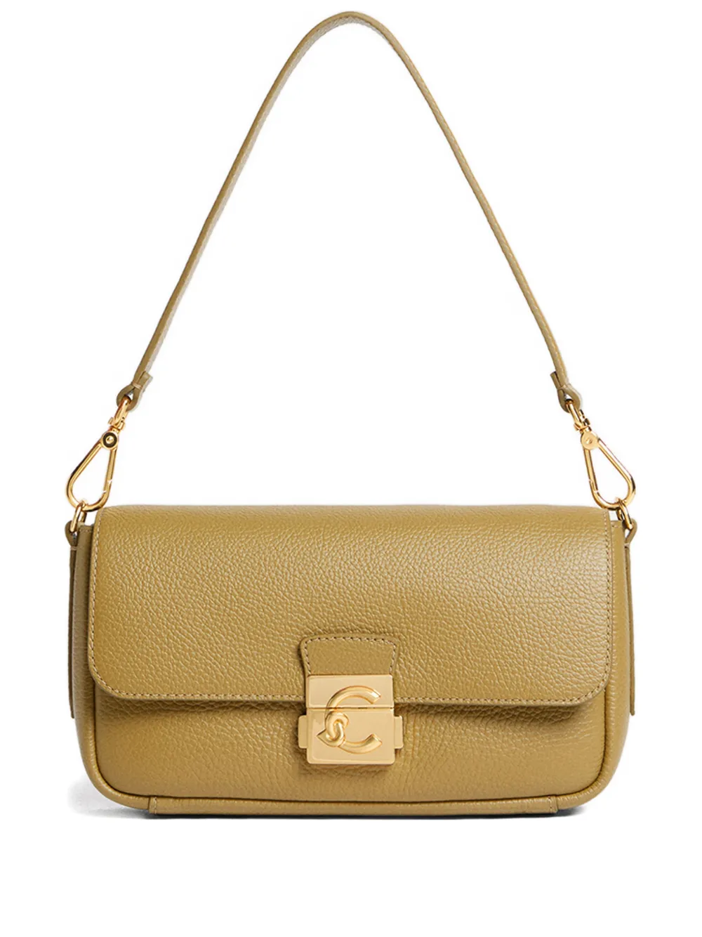 Coccinelle Medium C-me Lock Logo-detail Shoulder Bag In Green