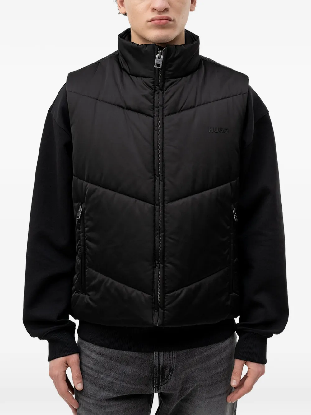 HUGO Bodywarmer met hoge hals Zwart