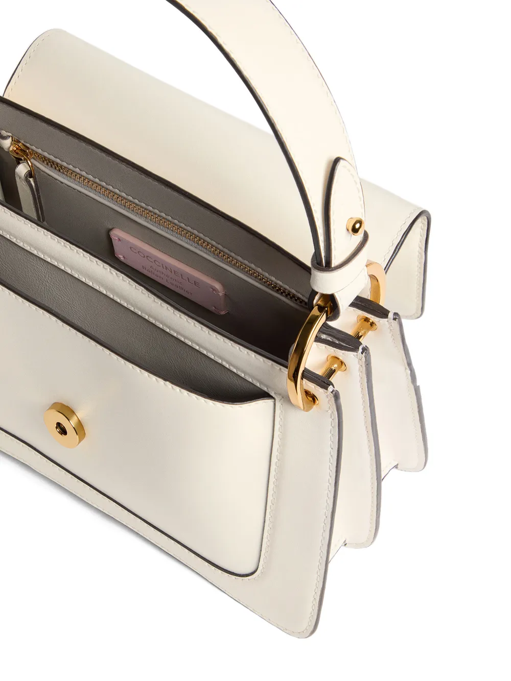 Coccinelle Kleine C-Me schoudertas met logodetail Beige