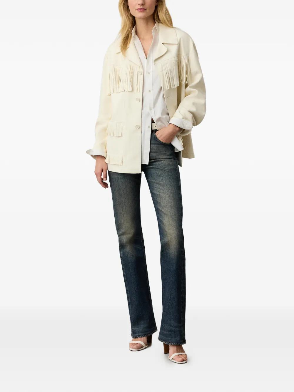  Ralph Lauren Collection Perce Fringe-trim Suede Jacket - Neutrals 