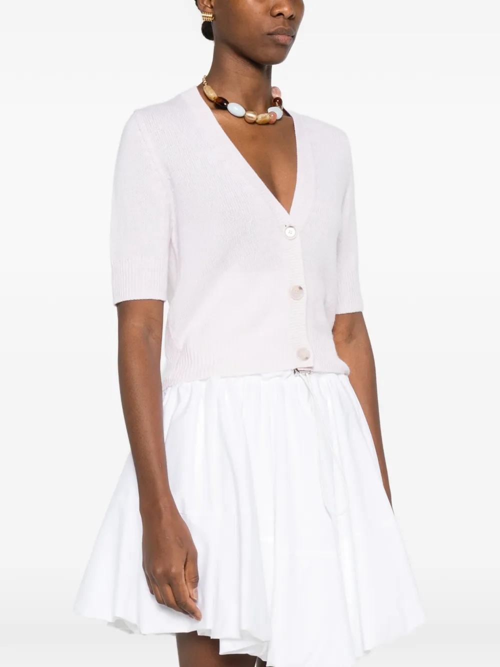 Button Short-Sleeve Cardigan