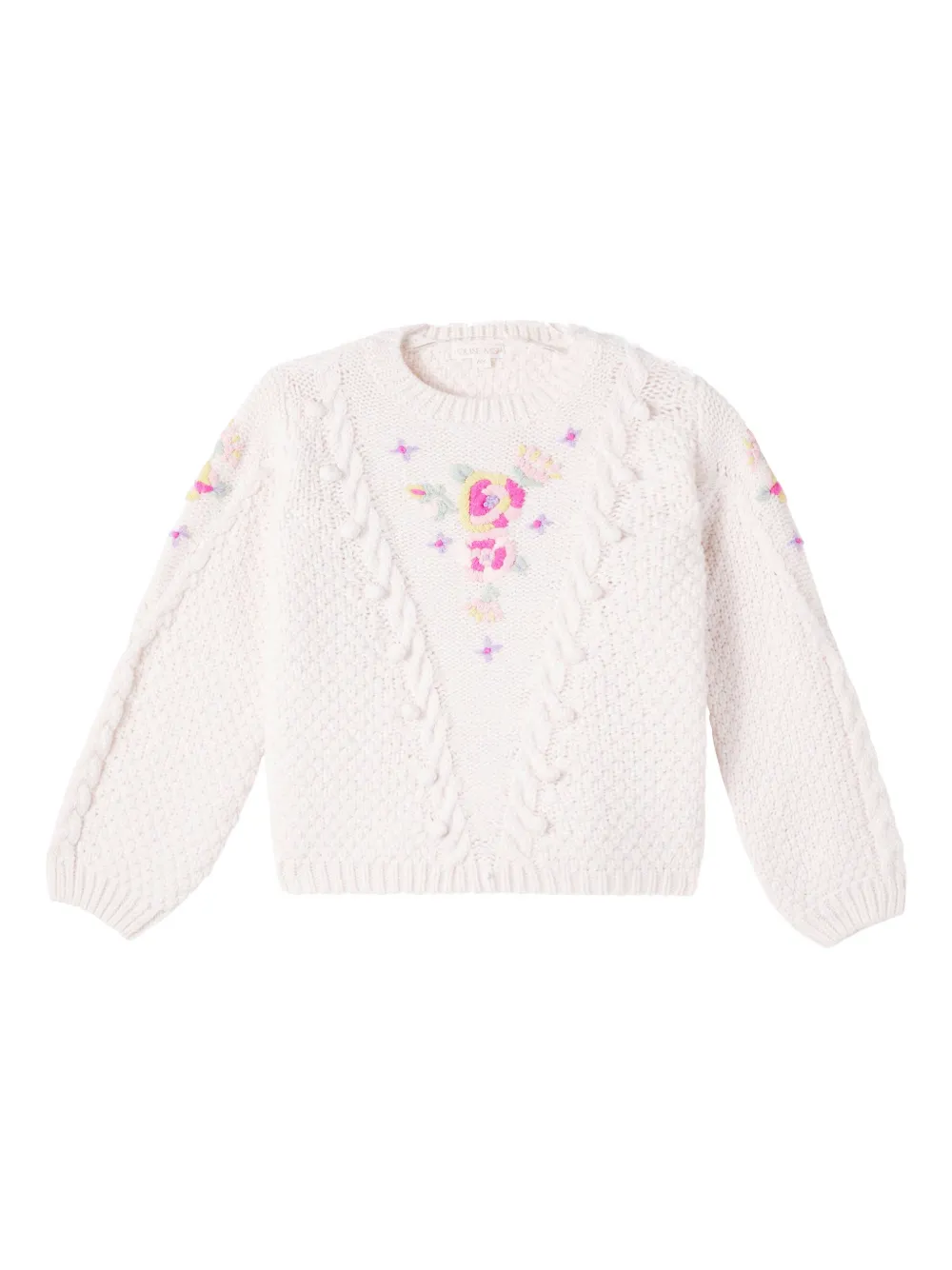 LOUISE MISHA KIDS Acilia flower-embroidered sweater - Bianco