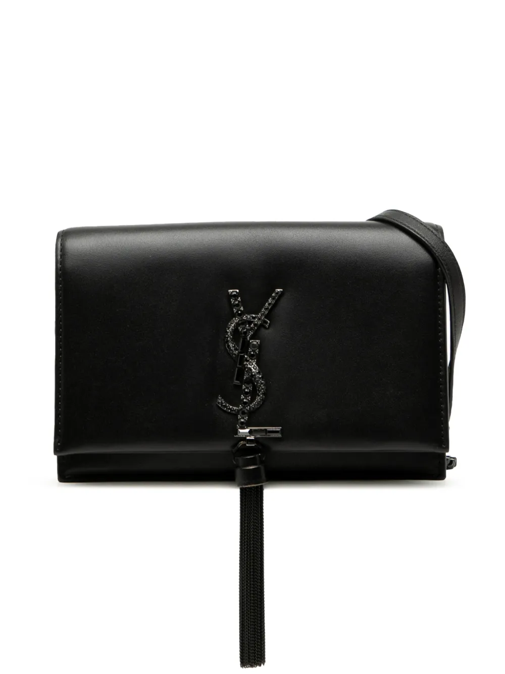 Saint Laurent Pre-Owned Borsa a tracolla Kate in pelle con monogramma e nappina 2013-2025 - Nero