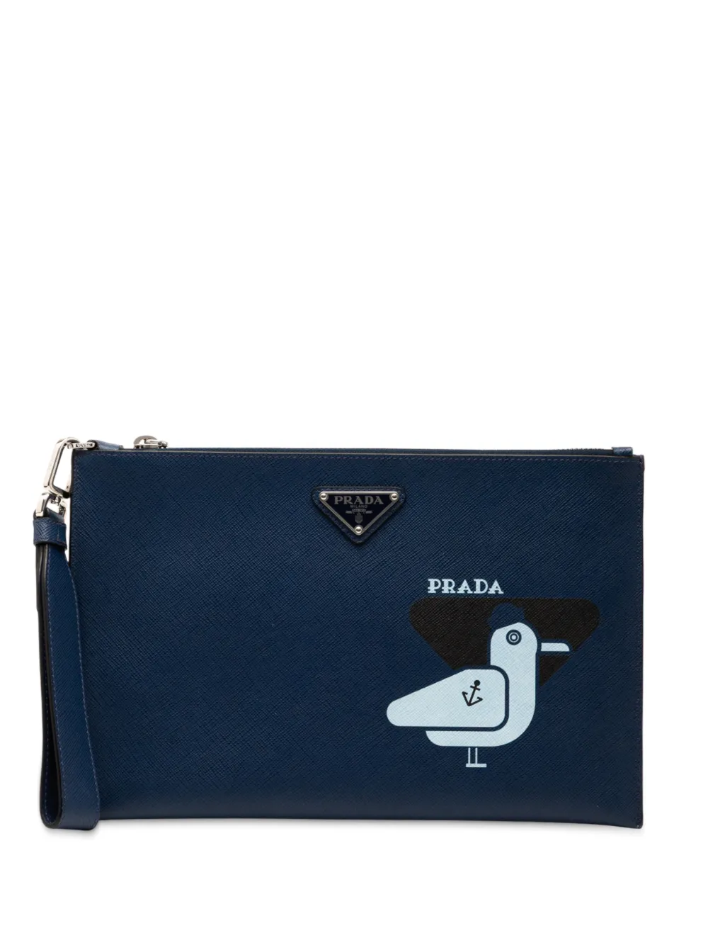 Prada Pre-Owned 2013-2025 Saffiano Seagull Print clutch bag | Blue | Image 1