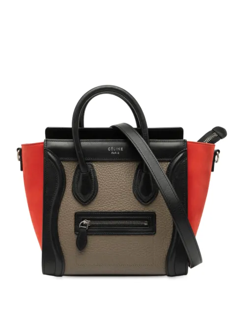 Celine Pre-Owned 2010-2025 Nano Tricolor Nubuck and Drummed Calfskin Luggage Tote satchel