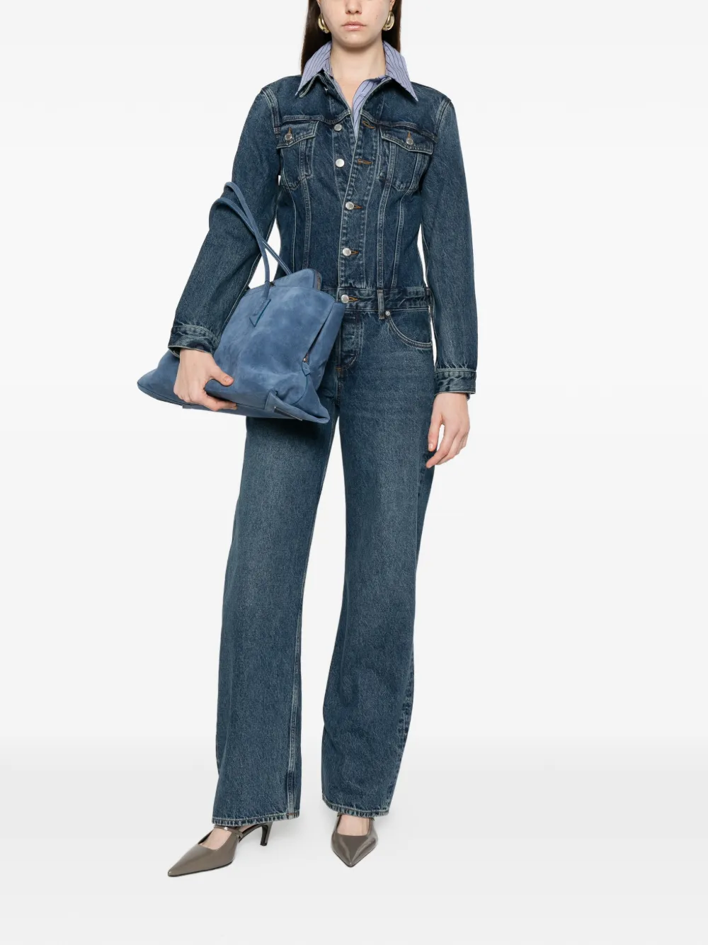 AGOLDE Denim jumpsuit met knopen - Blauw