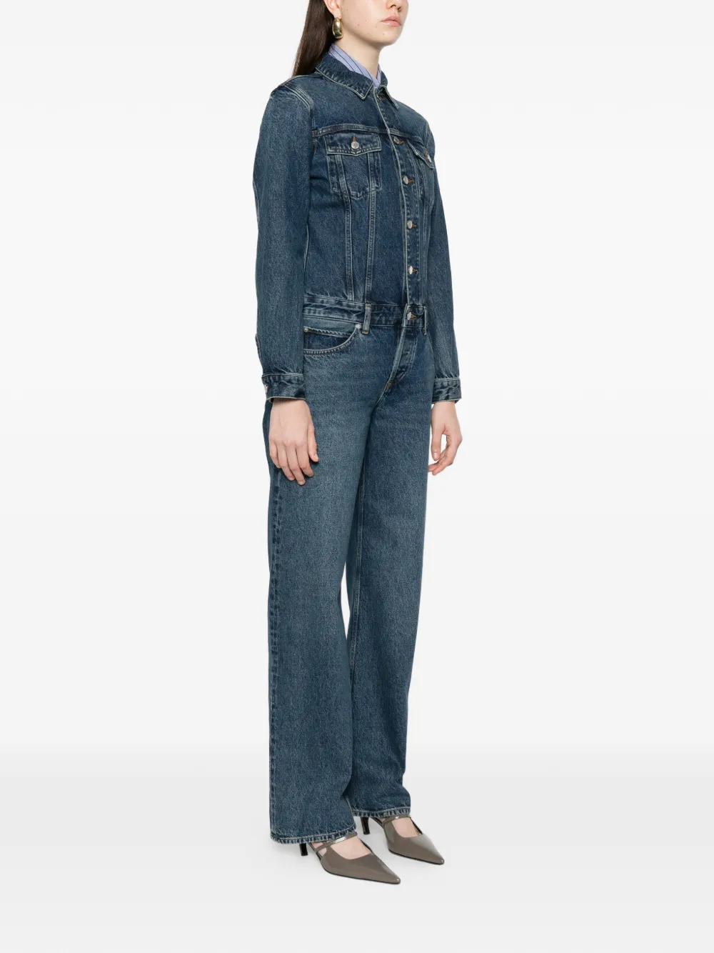  Agolde Buttoned Denim Jumpsuit - Blue 