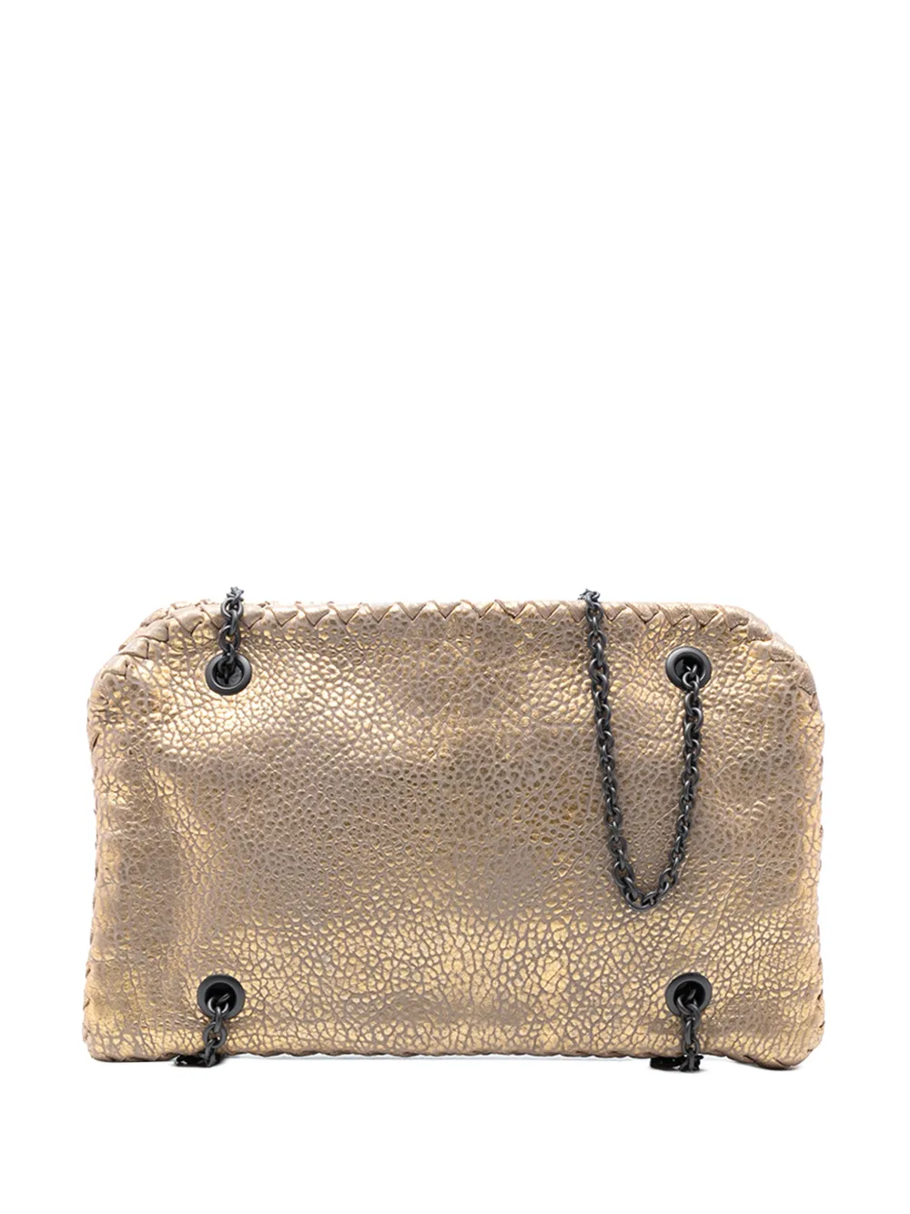 Bottega Veneta Pre-Owned Borsa a spalla in pelle metallizzata con motivo Intrecciato 2012-2025 - Oro