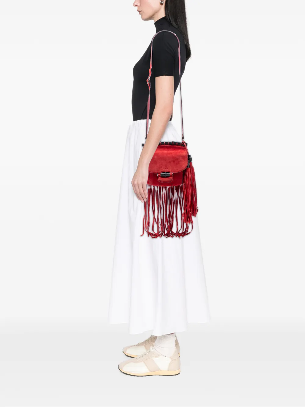 Gucci Pre-Owned Nouveau liten axelremsväska i läder och bambu med fransar från 2016-2025 | Pre-Owned | Image 2