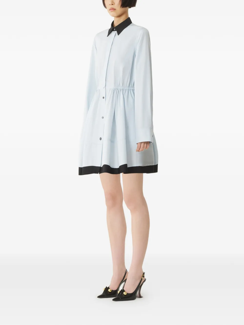  Lanvin Long-sleeve Collared Mini Dress - Blue 