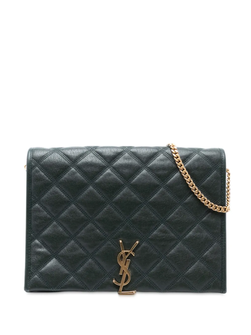 Saint Laurent Pre-Owned Borsa a spalla Becky piccola in pelle di agnello trapuntata con catena 2019 - Verde