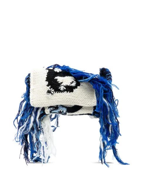 Loewe Pre-Owned 2000-2025 Knitted Wool Dragon Fringed Flap crossbody bag