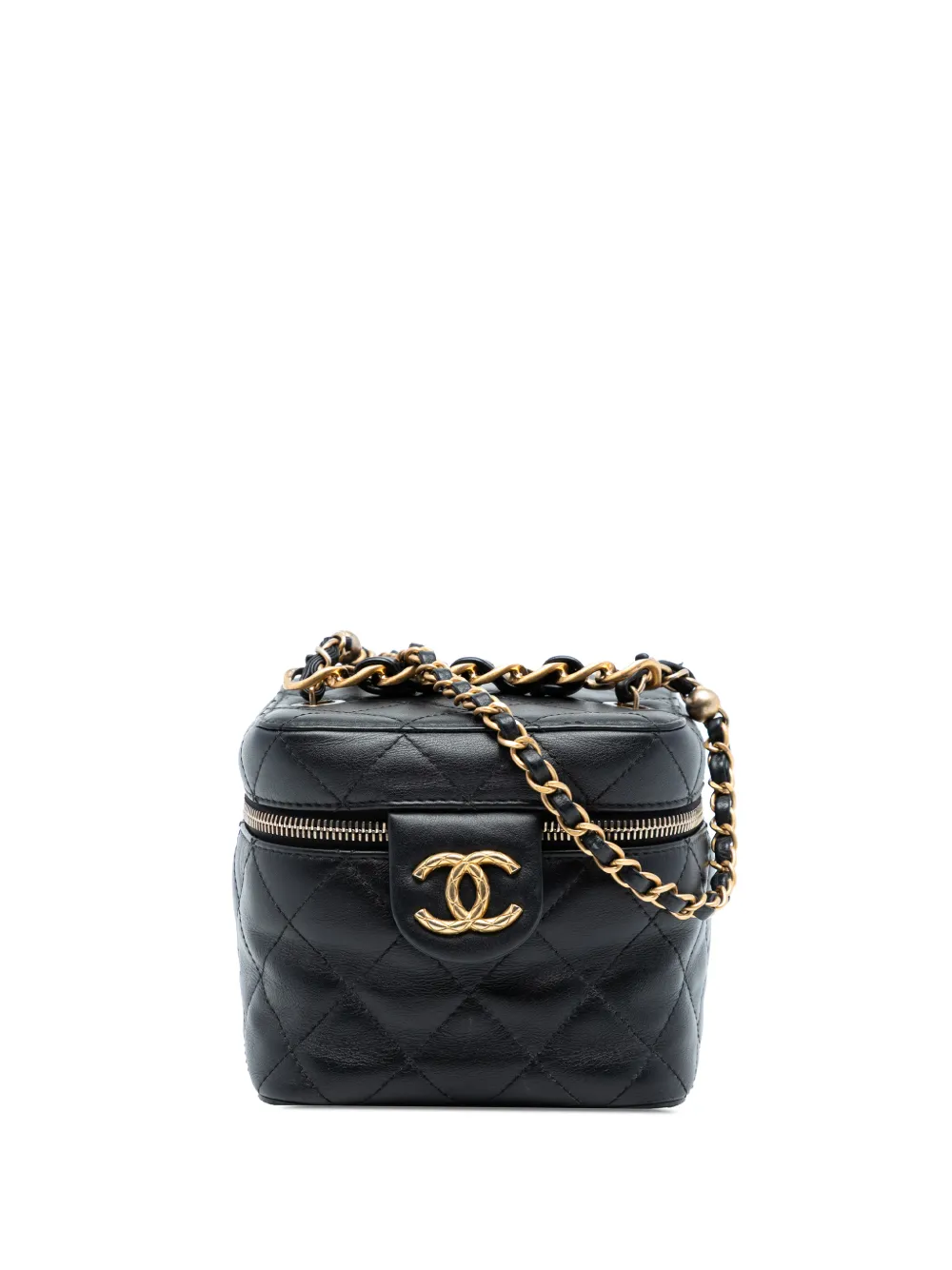 CHANEL Pre-Owned Trousse CC in pelle di vitello trapuntata con catena 2021-2025 - Nero