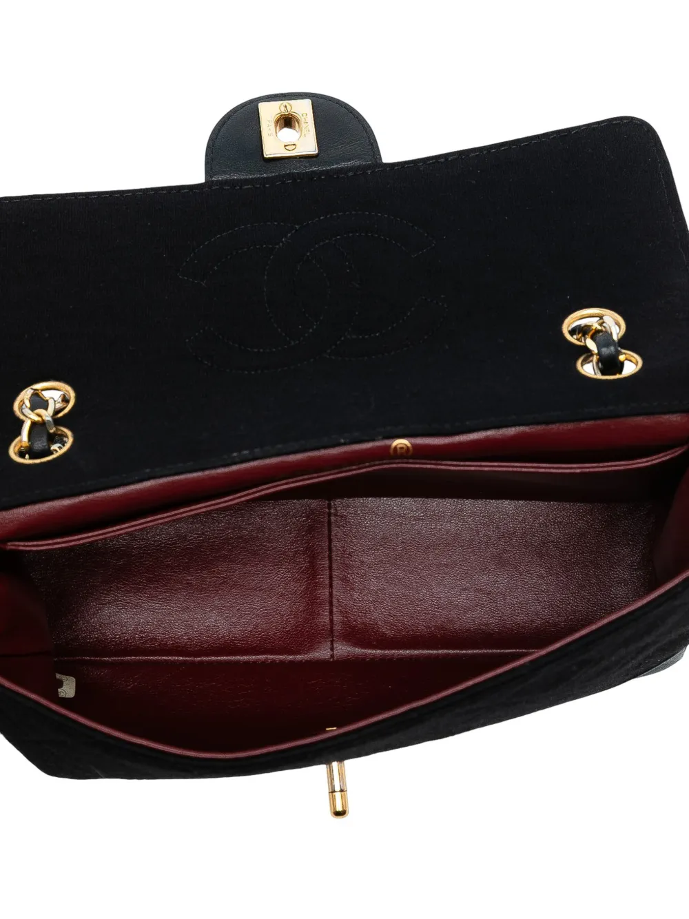 1989-1991 Cc Quilted Jersey And Lambskin Flap Shoulder Bag