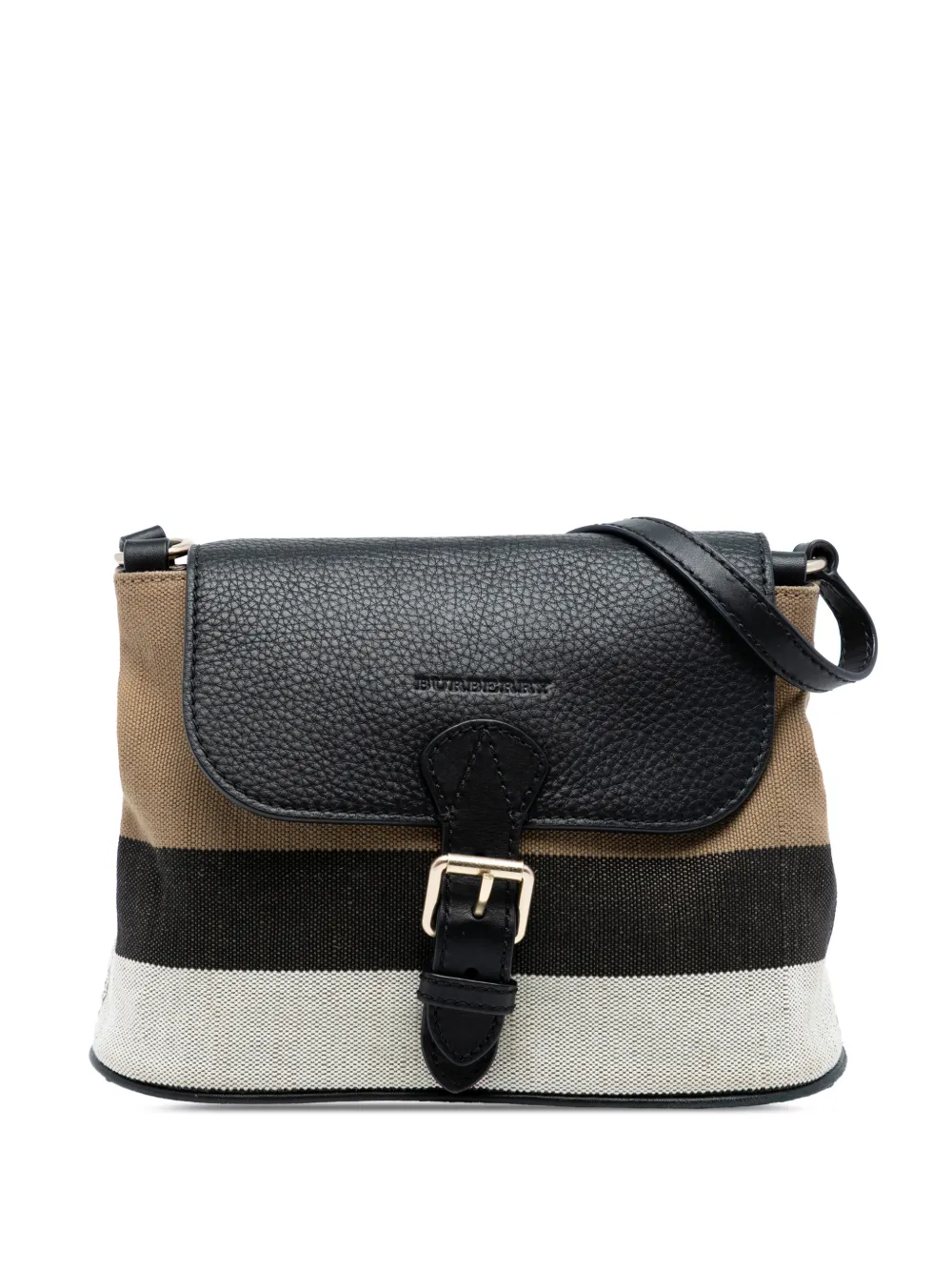 Burberry Pre-Owned 2000-2017 Mega Check Canvas and Grained Calfskin Gowan crossbody bag - Brown