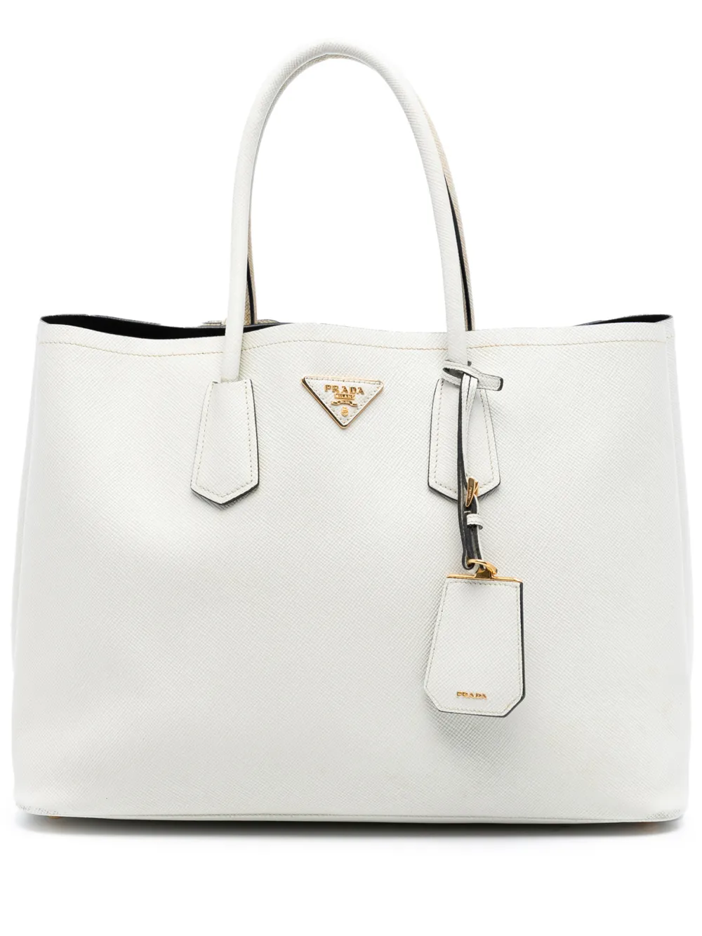 Prada Pre-Owned 2010-2025 Large Saffiano Cuir Double satchel | White | Image 1