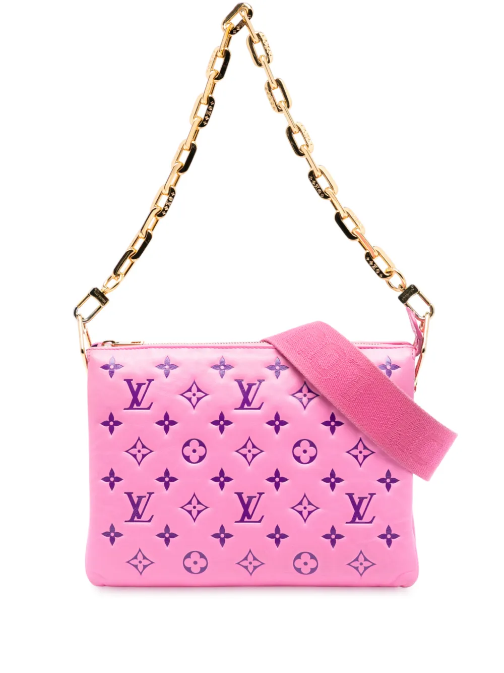 Louis Vuitton Pre-Owned 2021-2025 Bicolor Monogram Embossed Lambskin Coussin PM satchel - Pink