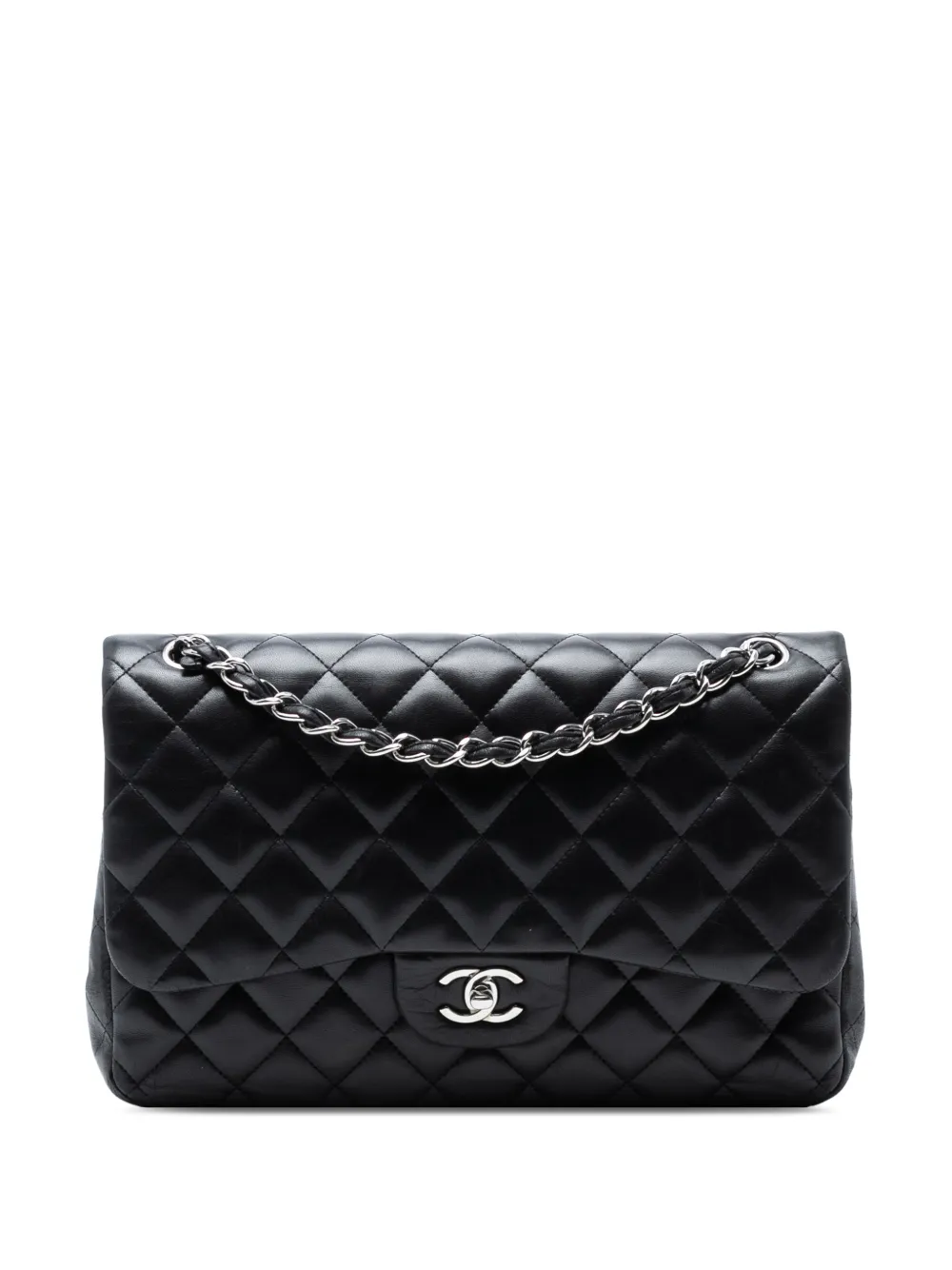 CHANEL Pre-Owned Borsa a spalla Jumbo Classic Double Flap in pelle di agnello 2011 - Nero