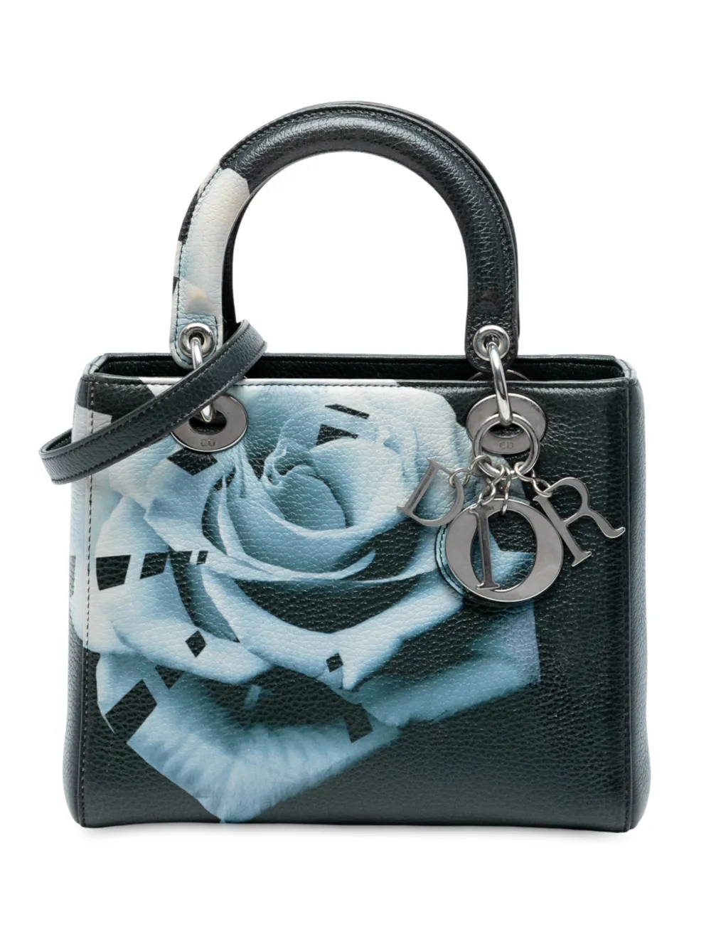 Christian Dior Pre-Owned Borsa a tracolla Lady Dior media in pelle di cervo con stampa a fiori 2014 - Verde