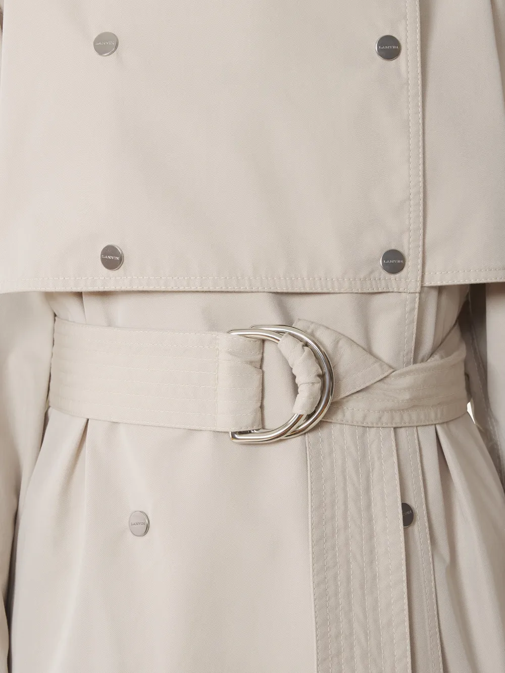 Lanvin Jas met ceintuur en dubbele rij knopen Beige