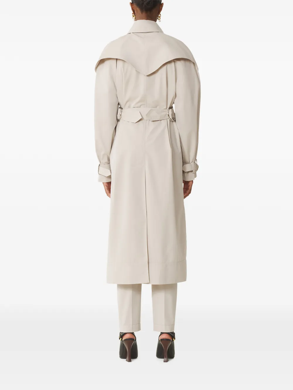 Lanvin Jas met ceintuur en dubbele rij knopen Beige
