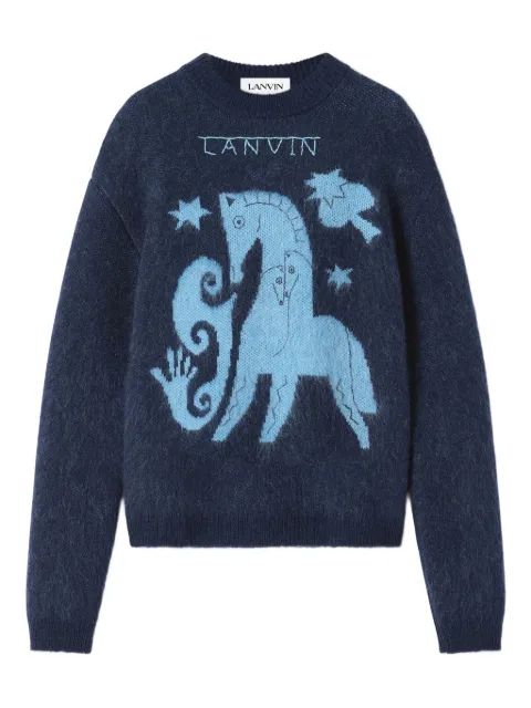 Lanvin animal-graphic crew-neck sweater
