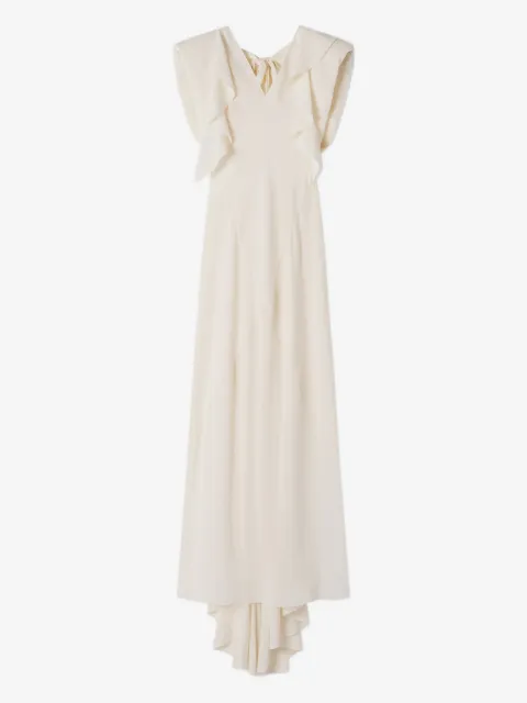Lanvin vestido largo con cuello en V y volantes