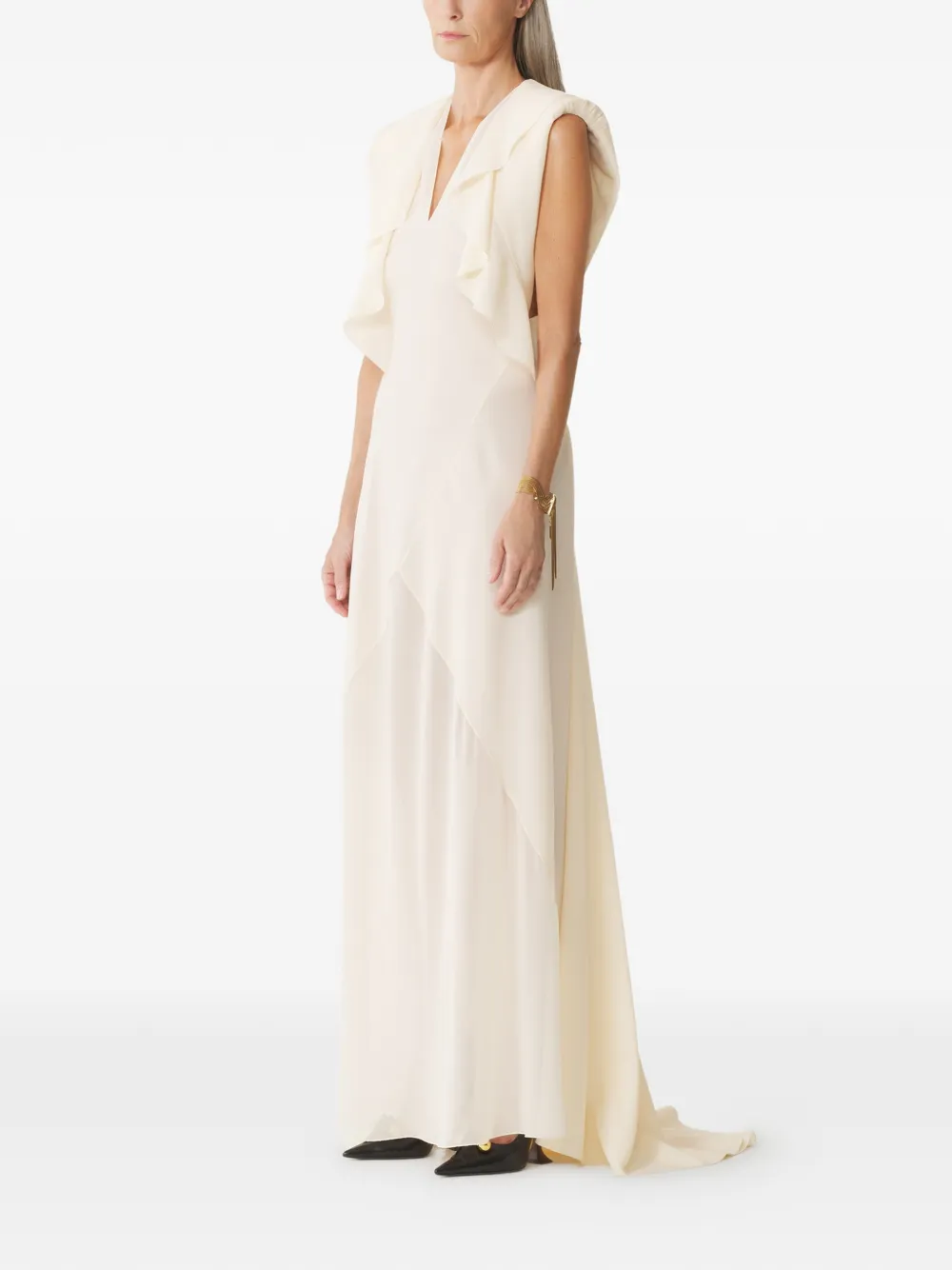Lanvin Maxi-jurk met ruches Beige