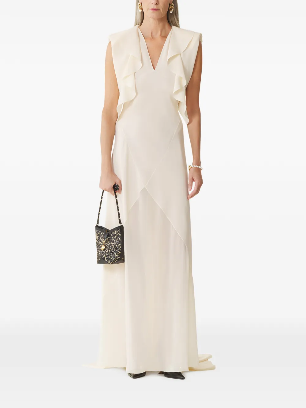 Lanvin Maxi-jurk met ruches Beige