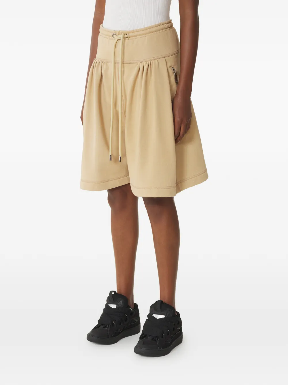  Lanvin Zip Pleated Shorts - Neutrals 