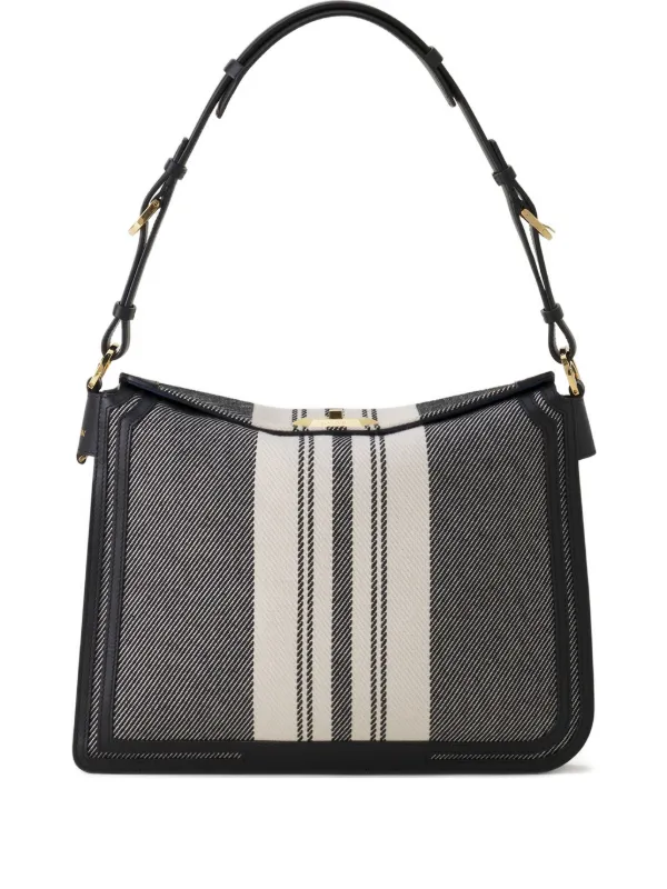 Lanvin Compagnon Striped Shoulder Bag in Black