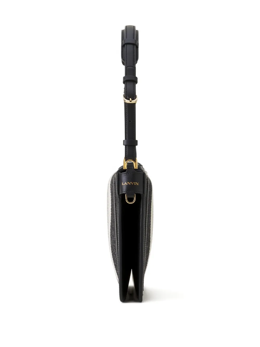 Lanvin Compagnon gestreepte schoudertas met slot Zwart