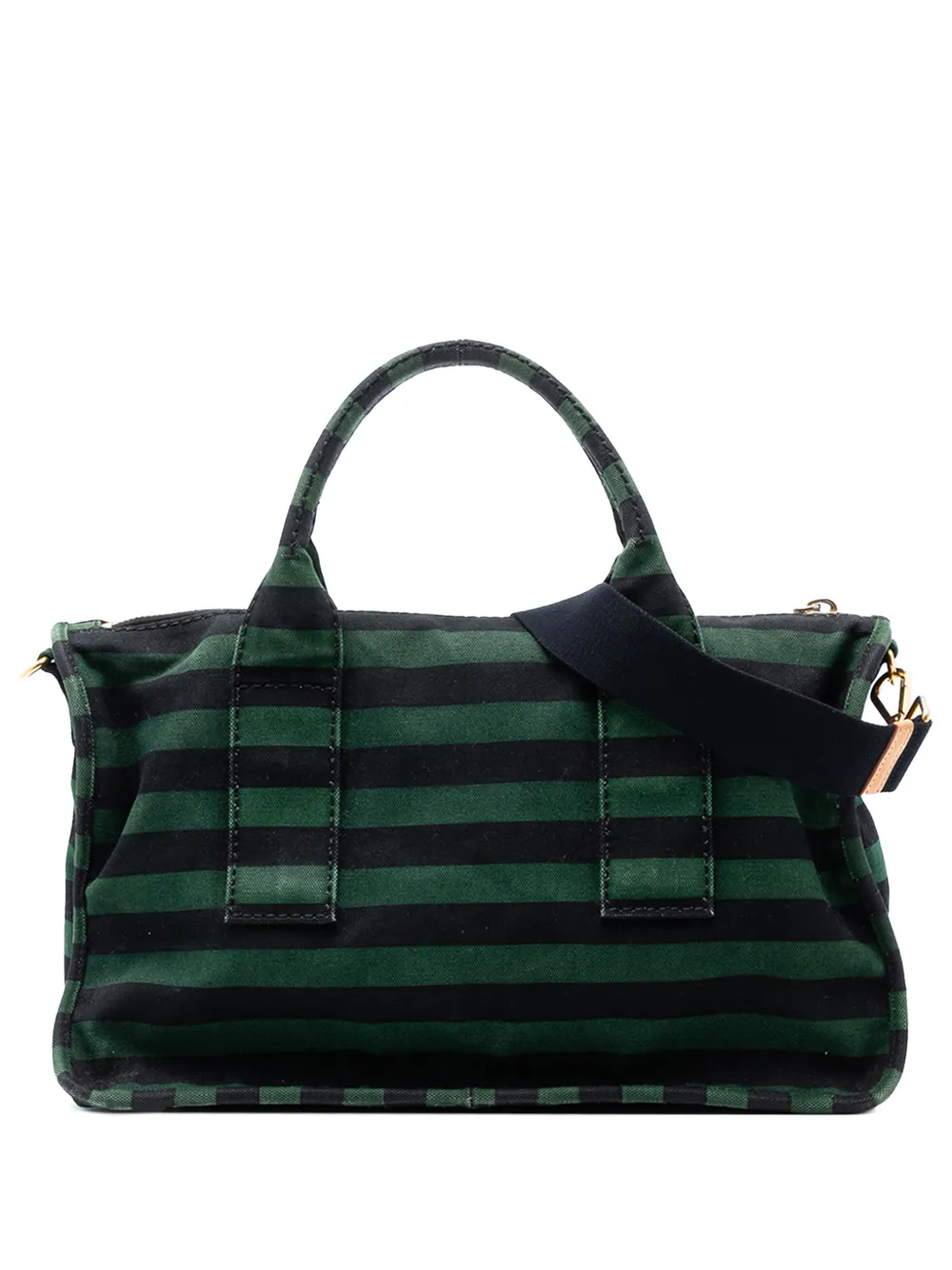 Prada Pre-Owned 2010-2020 Canvas Canapa Righe Striped satchel | Green | Image 1