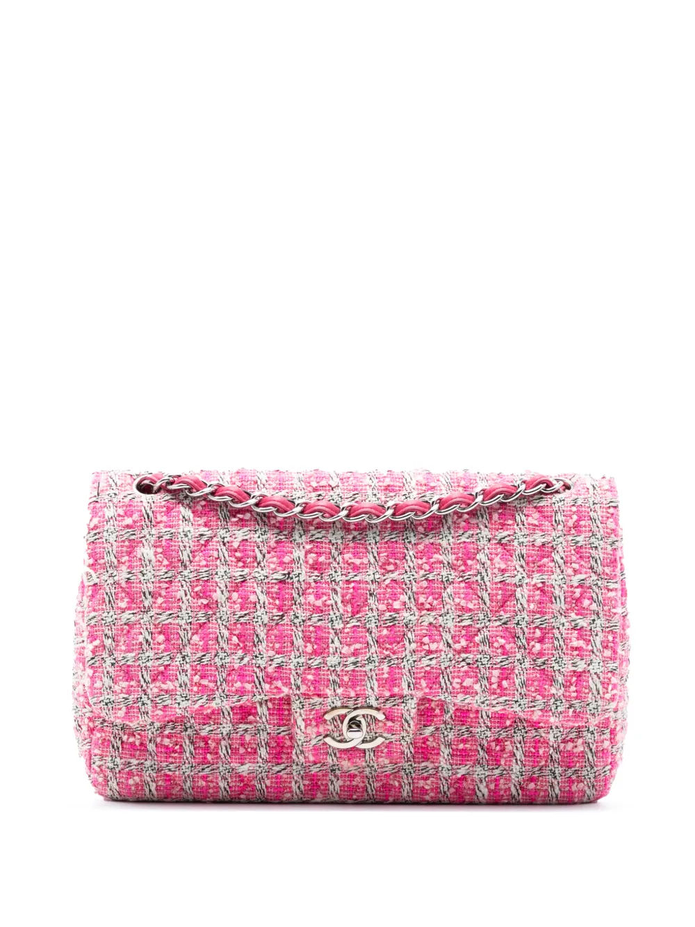 CHANEL Pre-Owned Borsa a spalla Jumbo Classic Double Flap in tweed 2014 - Rosa
