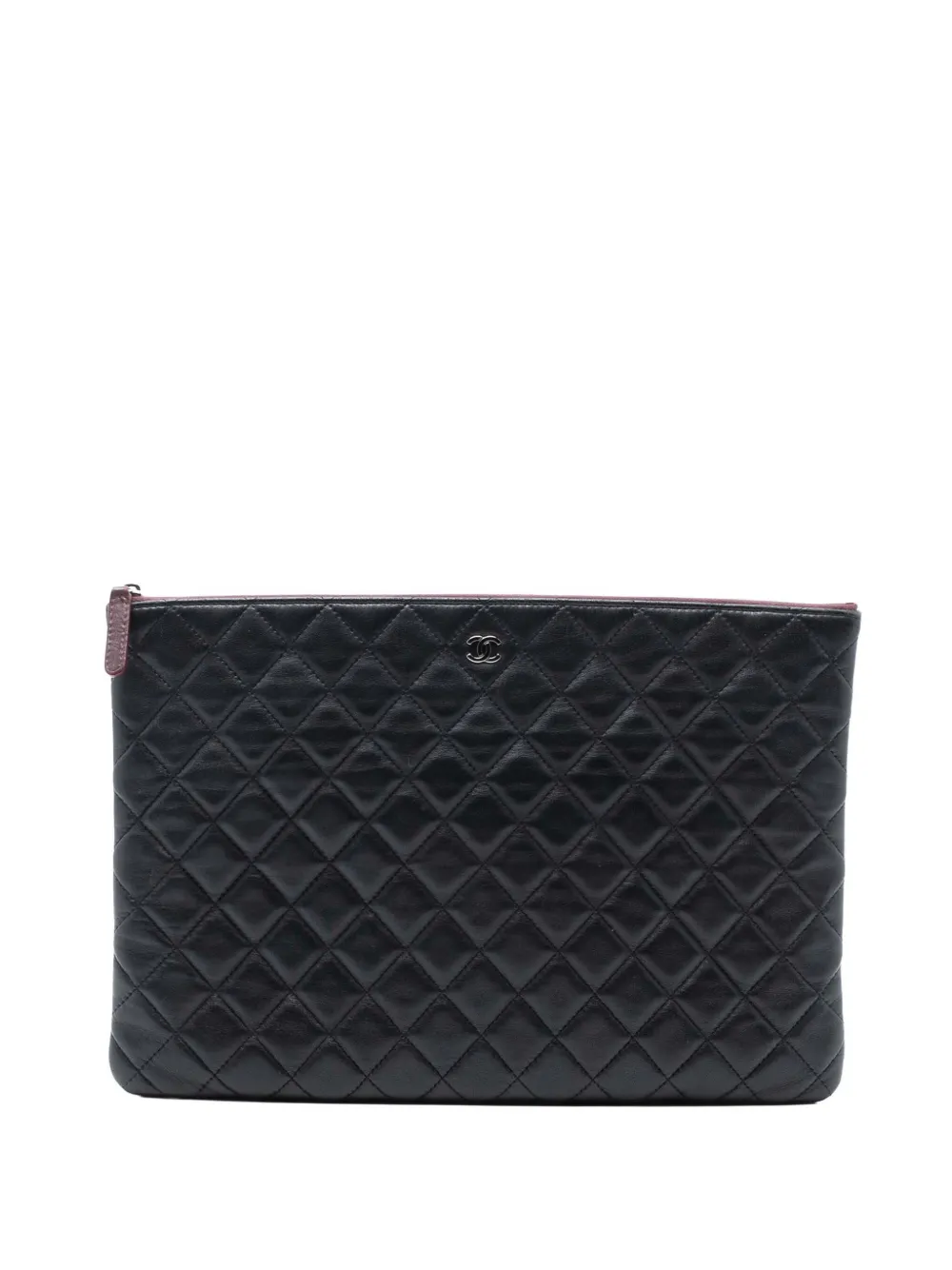 CHANEL Pre-Owned Clutch O Case grande in pelle di agnello trapuntata 2013-2014 - Nero