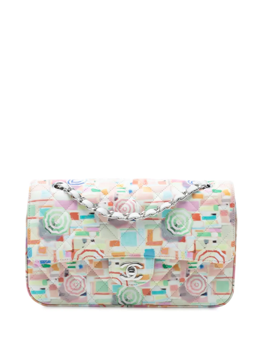 CHANEL Pre-Owned Borsa a spalla Umbrella Double Flap media in pelle trapuntata con finitura lucida 2019 - Multicolore