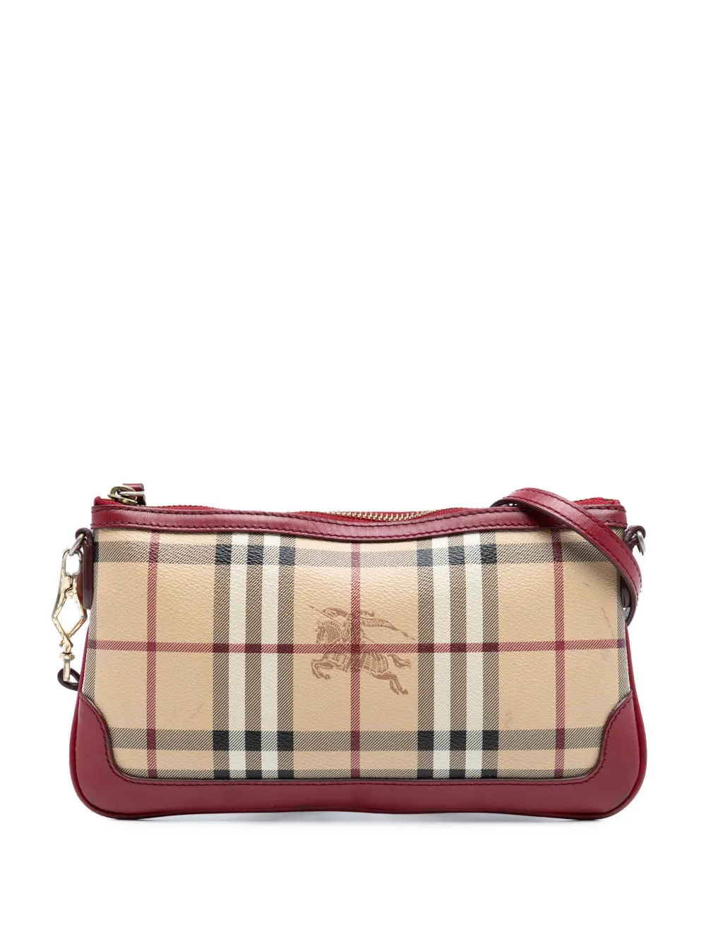 Burberry Pre-Owned Borsa a tracolla Haymarket Check in tela cerata Peyton 2000-2017 - Marrone