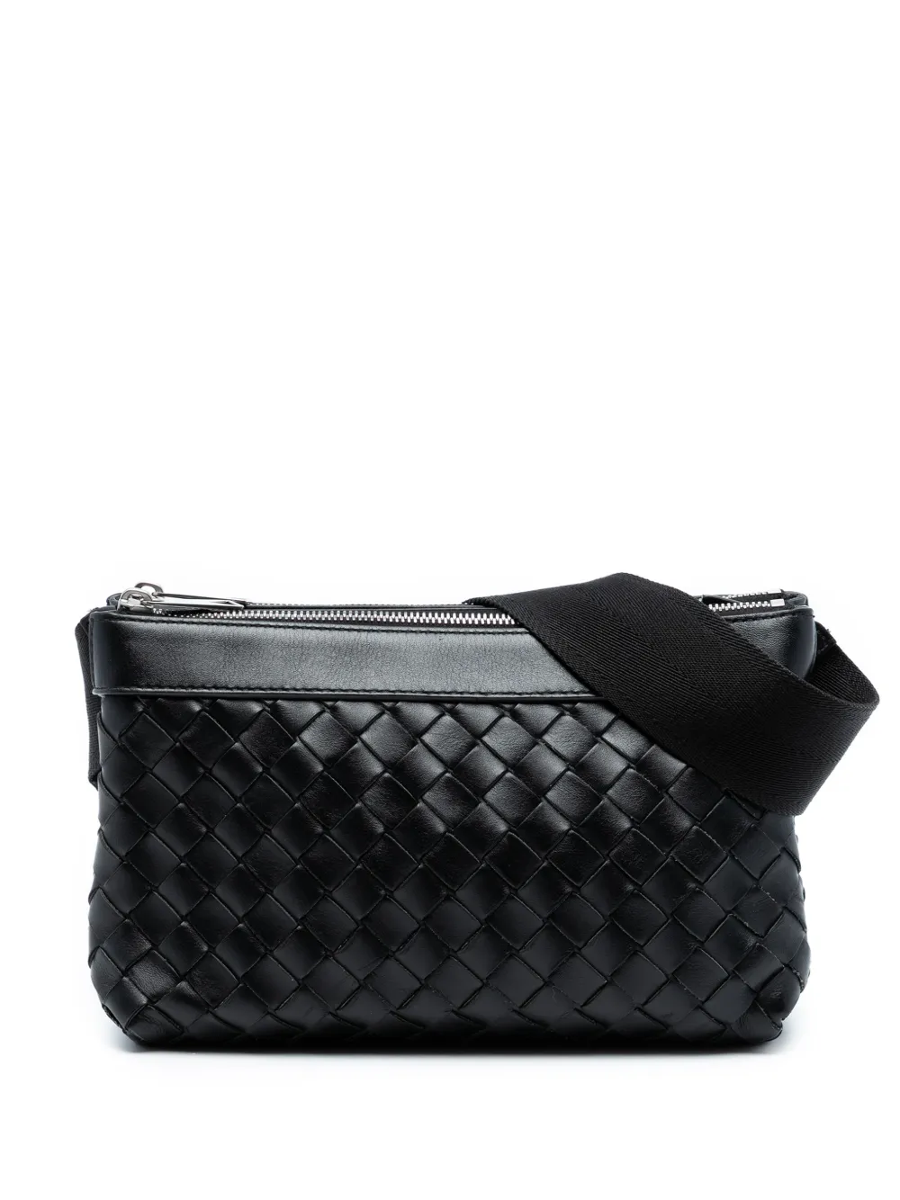 Bottega Veneta Pre-Owned Borsa a tracolla Duo in pelle con design Intrecciato 2012-2025 - Nero