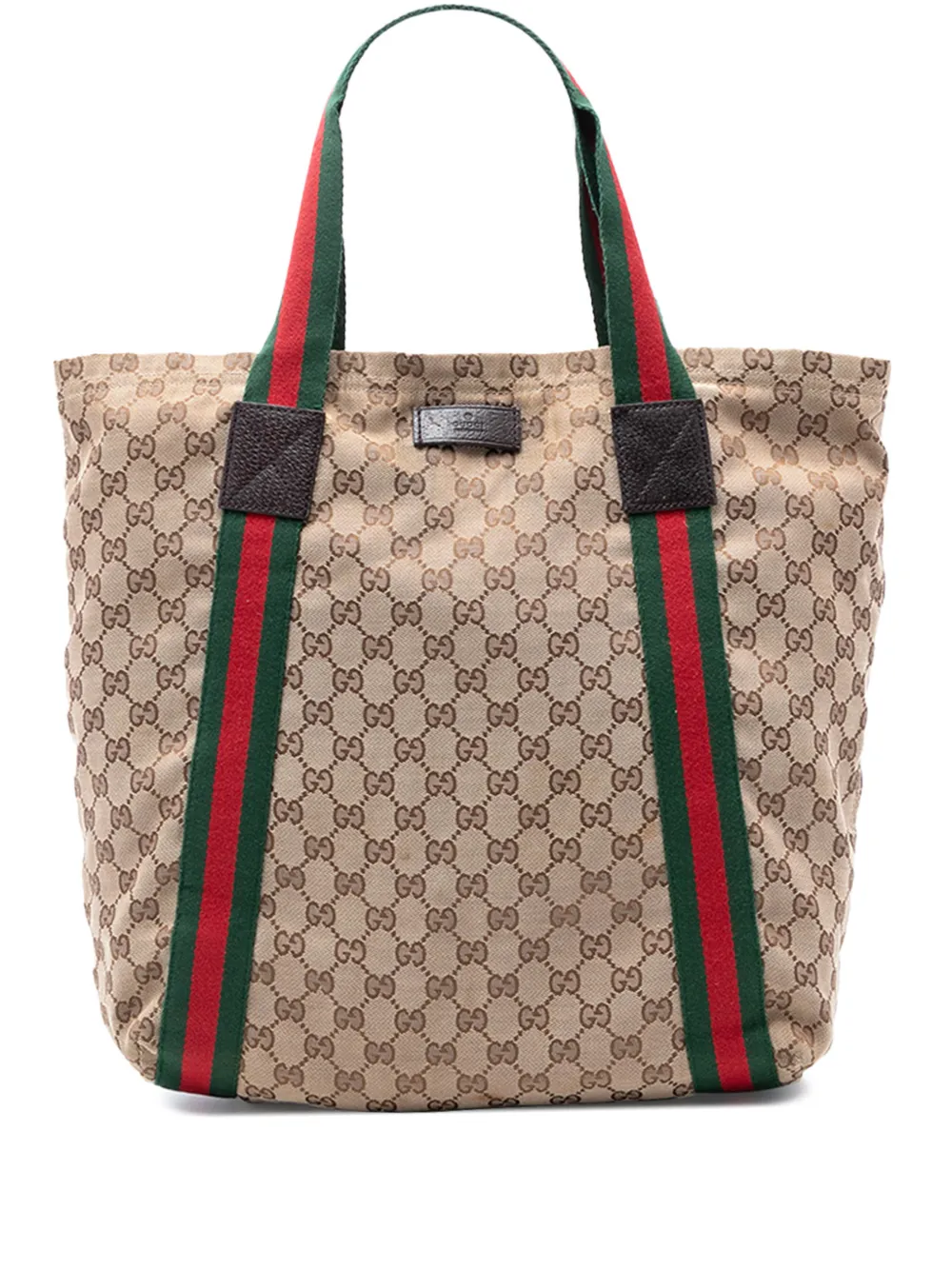 Gucci Pre-Owned Borsa tote in tela GG con decorazione Web 2016-2025 - Marrone