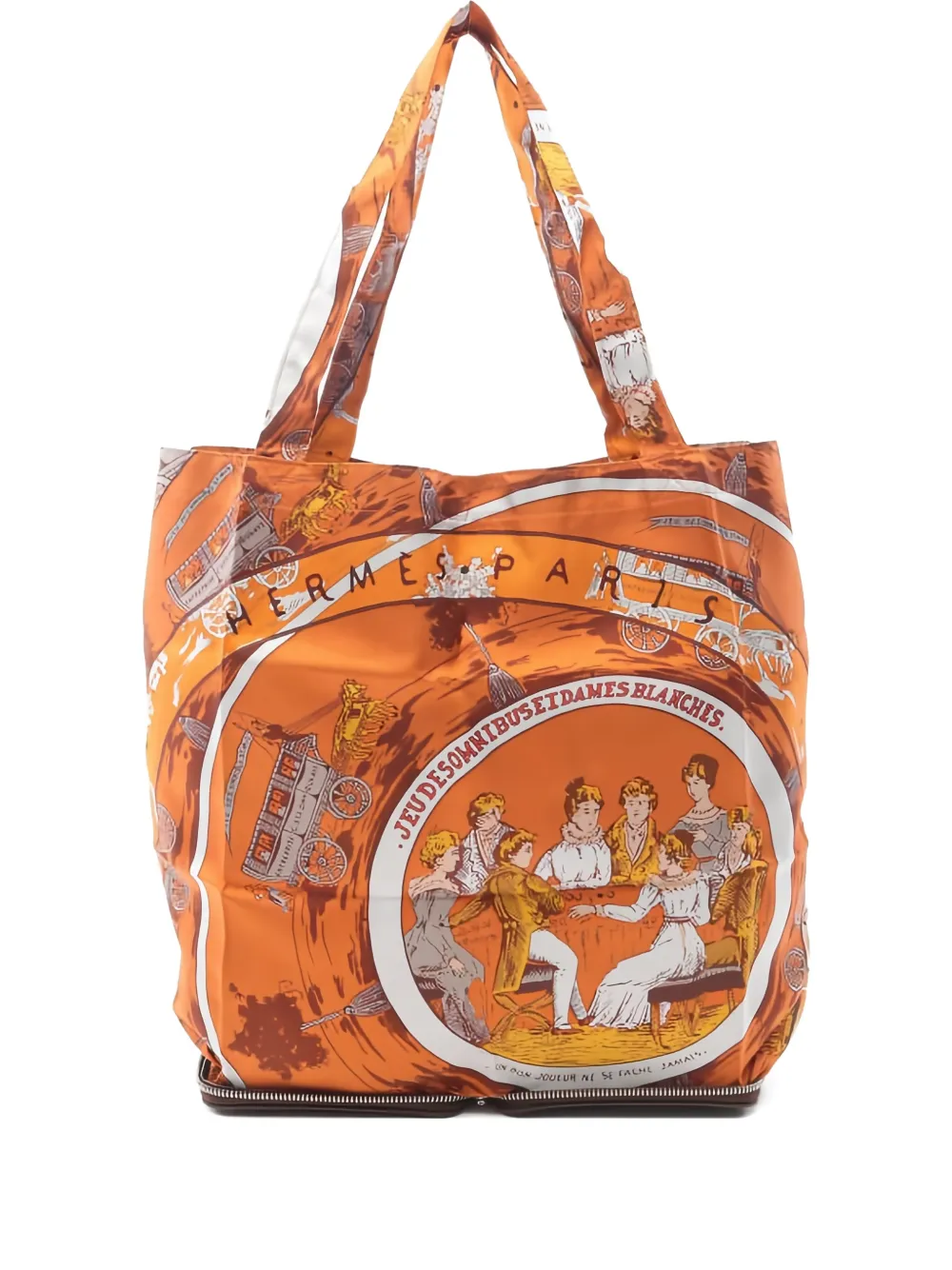 Hermès Pre-Owned 2007 Jeu Des Omnibus et Dames Blanches printed tote bag | Orange | Image 1