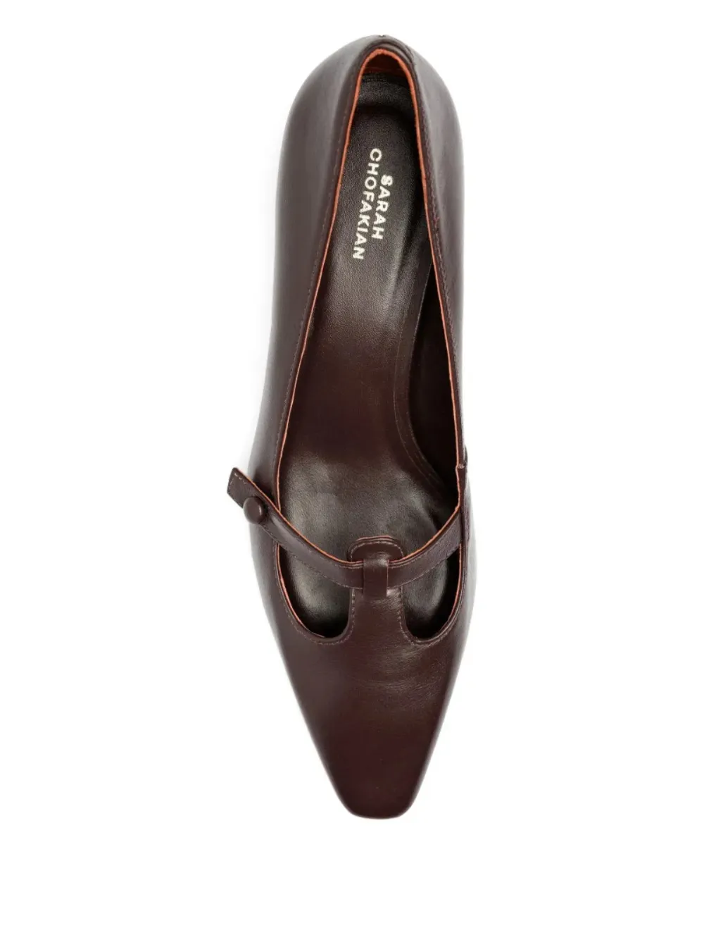 Sarah Chofakian Pumps met knoopdetail en puntige neus Rood