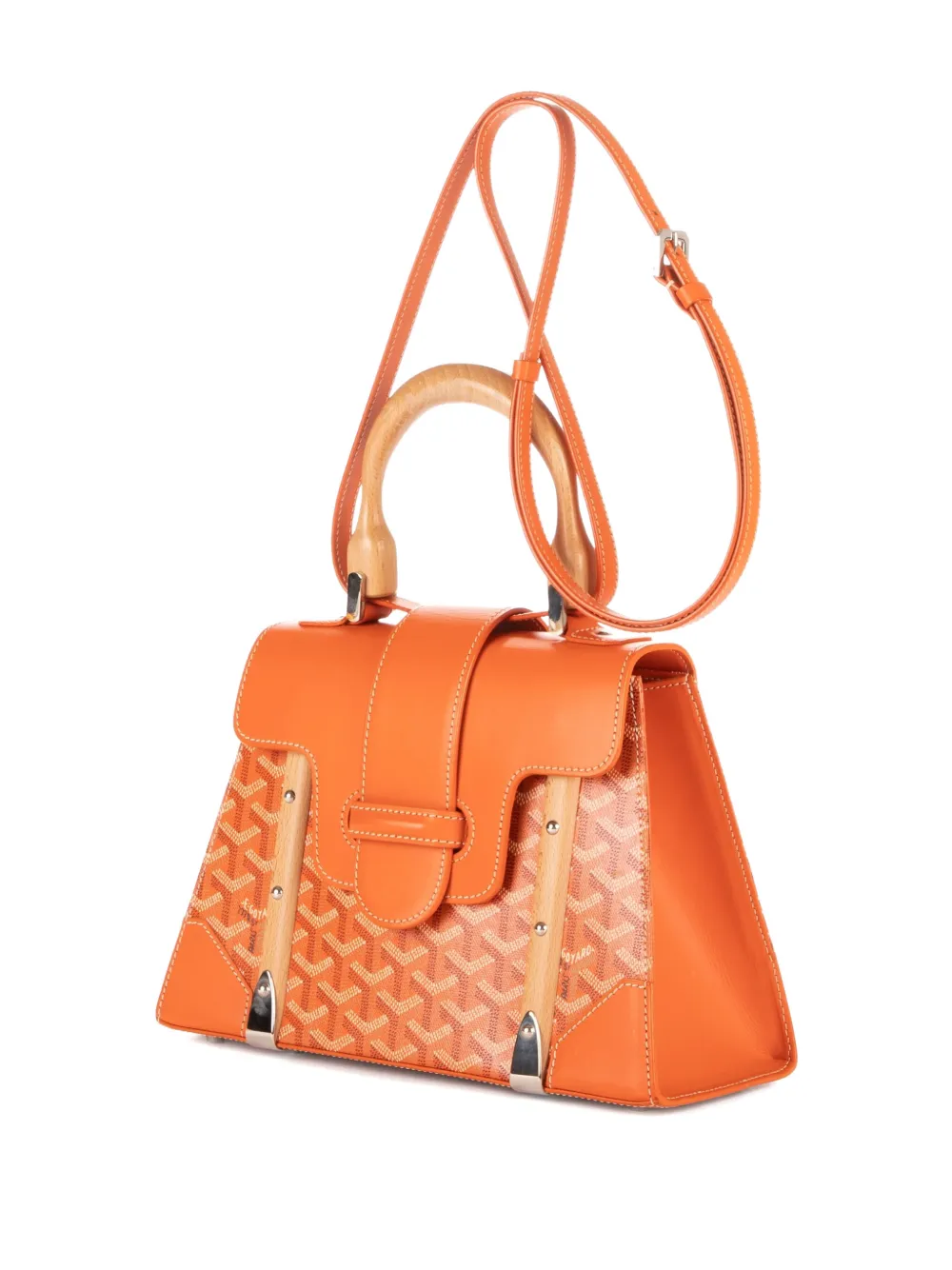 Pre-owned Goyard Pm Saigon Pattern Tote Bag In Orange