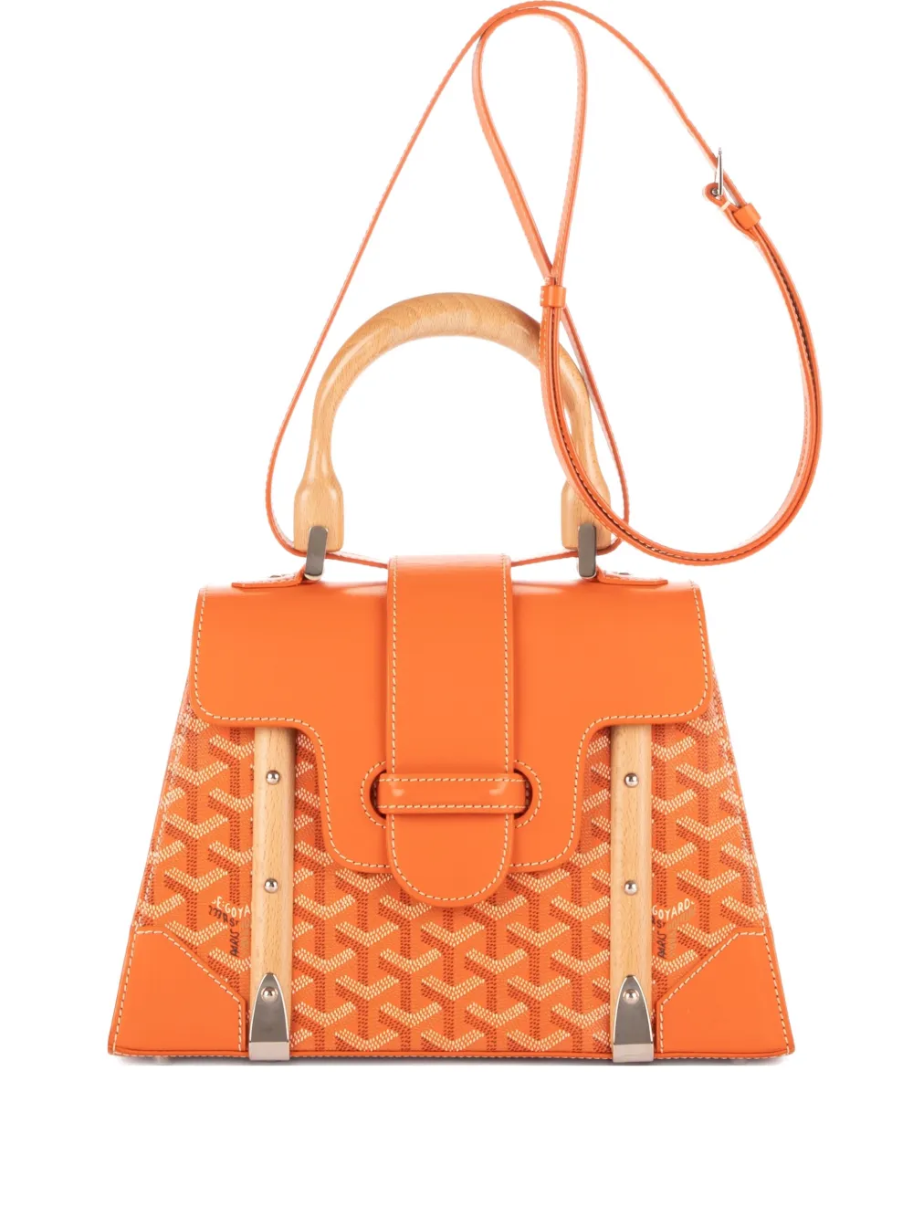 Pre-owned Goyard Pm Saigon Pattern Tote Bag In Orange