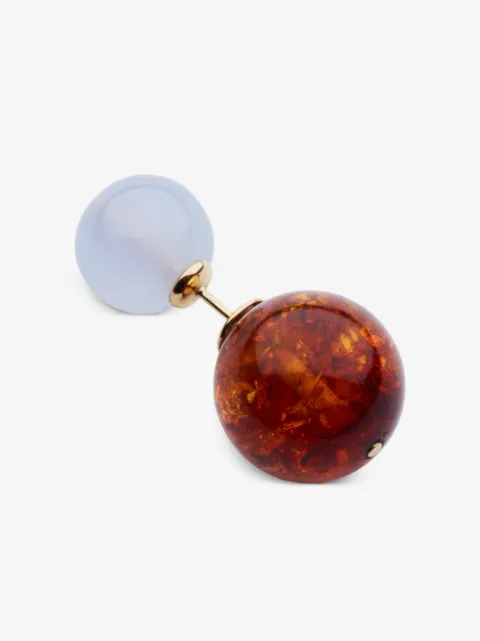 Luminous 27 Bolas Duo chalcedony and amber earring