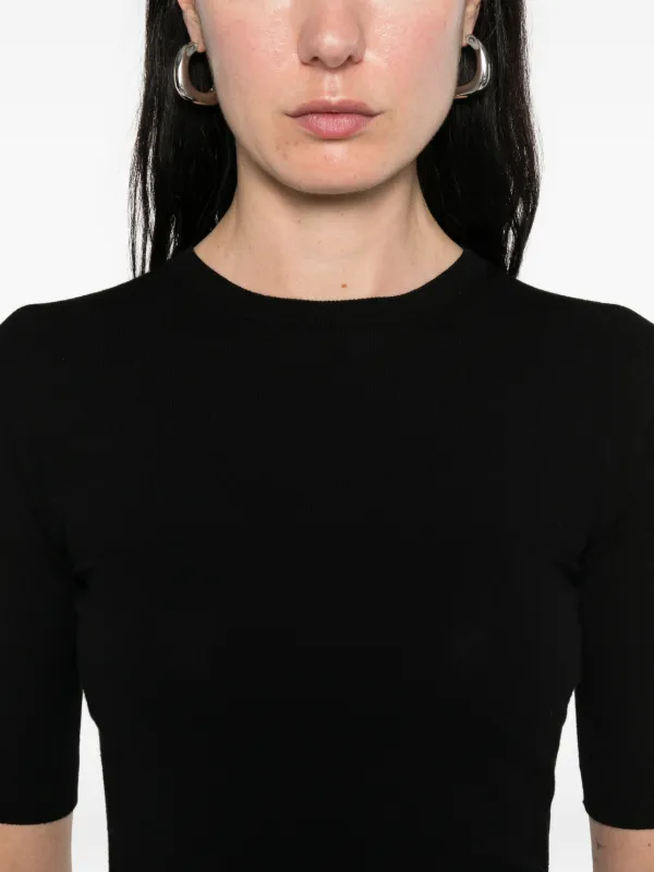 Max Mara◆ SHORT-SLEEVED ROUND NECK Tシャツ Max Mara Ottano short-sleeve T-shirt | Black | FARFETCH AE