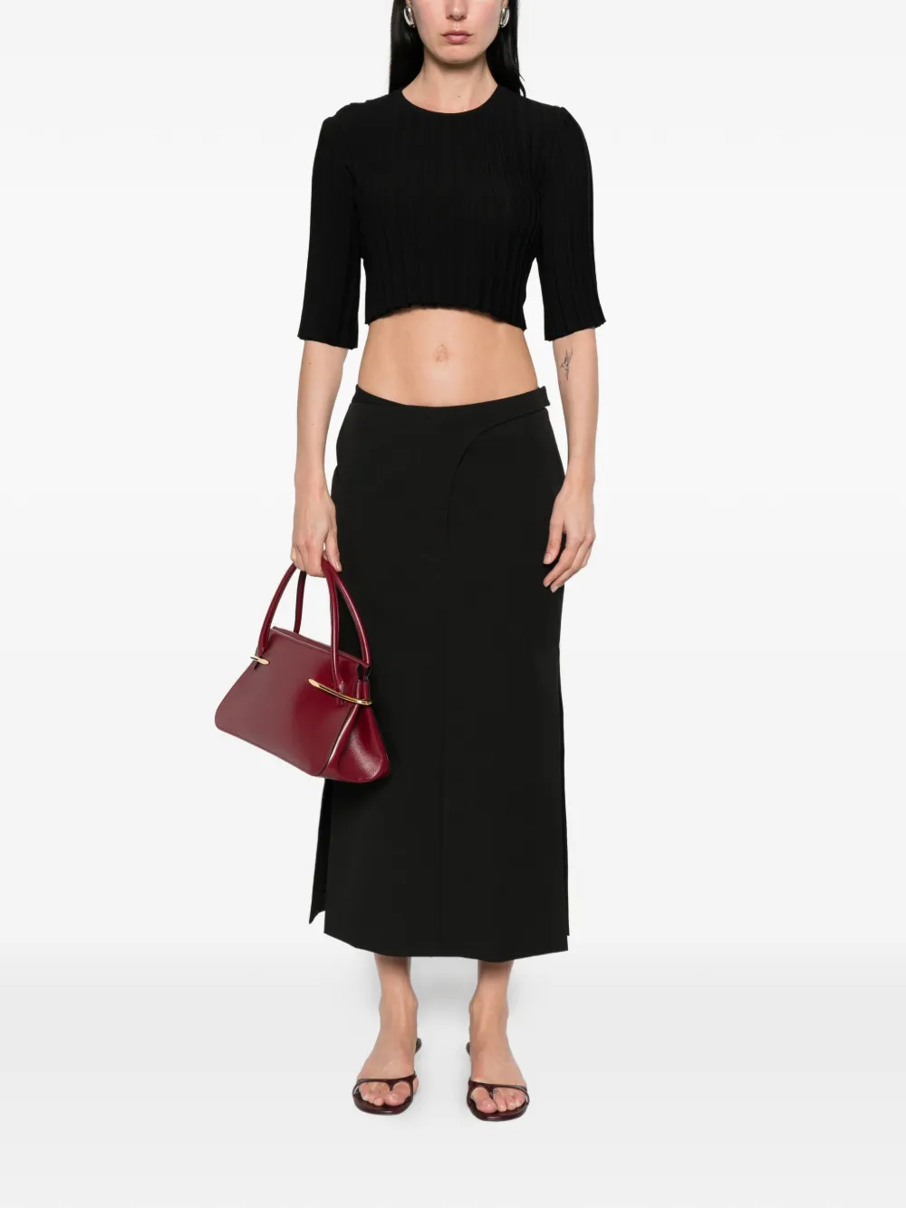  Sportmax Spscamera Ribbed Cropped T-shirt - Black 