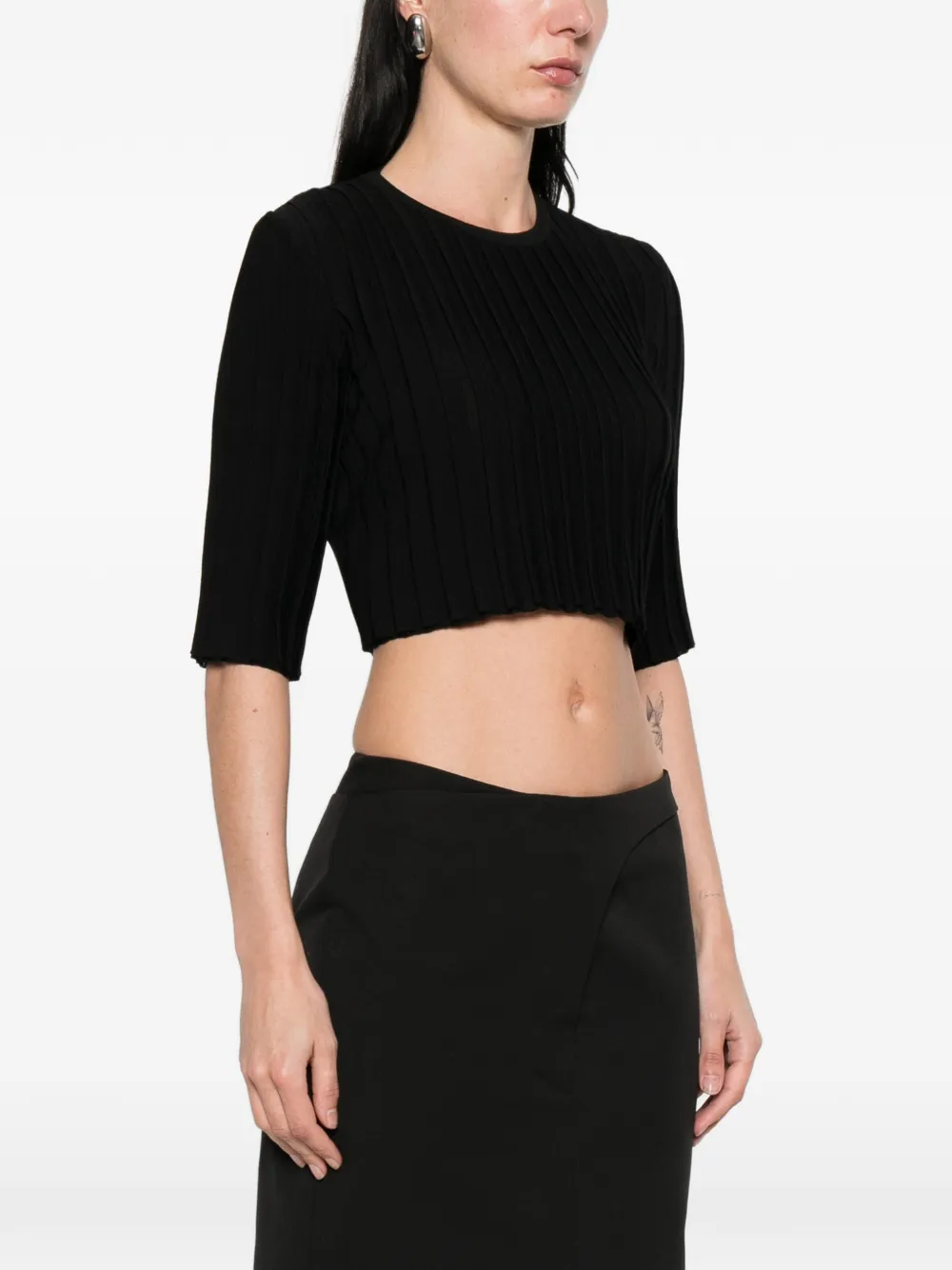  Sportmax Spscamera Ribbed Cropped T-shirt - Black 