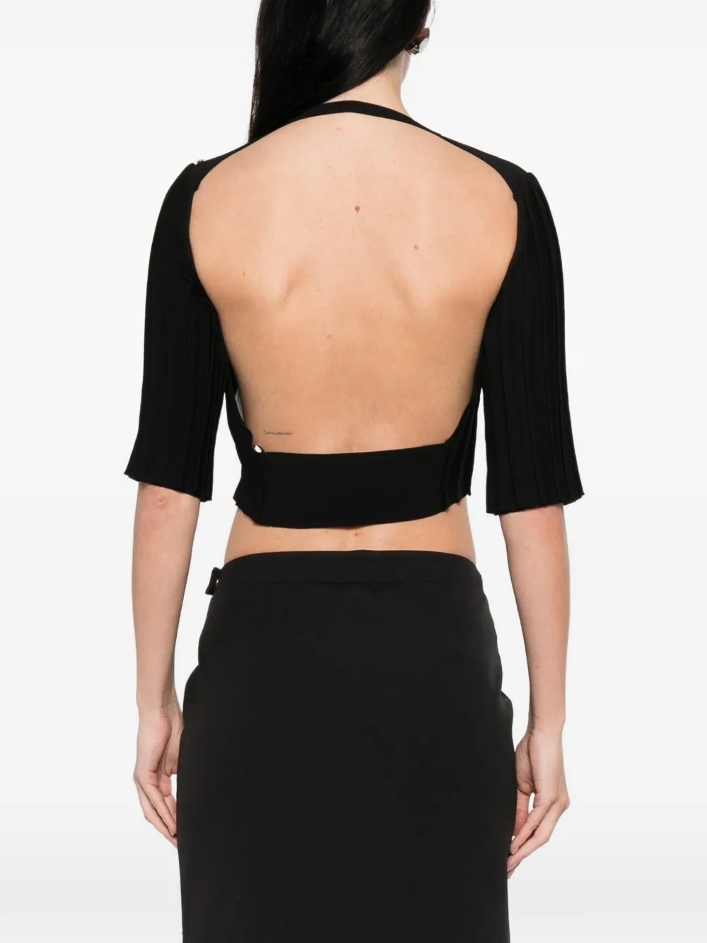 Sportmax SPSCamera geribbeld cropped T-shirt Zwart