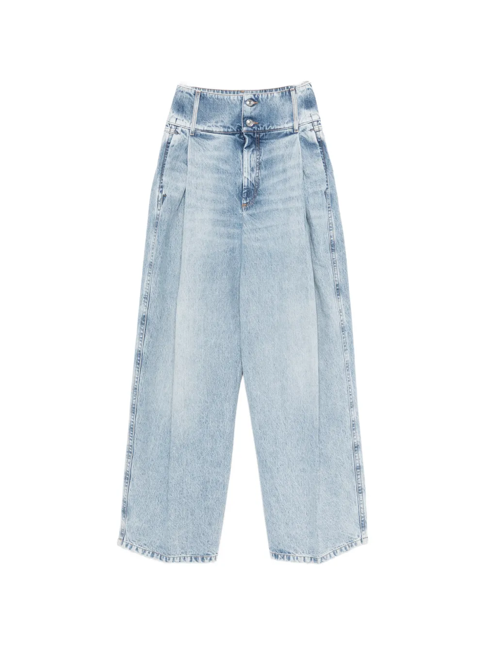 Sportmax Salbatro button-embellished pleated denim trousers - Blu