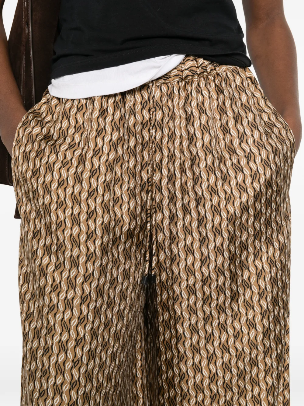 Max Mara Zijden broek met wijde pijpen en print Bruin